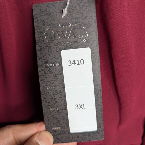 NWT EVA USA Burgundy Maxi Wrap Dress 3XL With Side Slit RARE Size - Picture 12 of 16